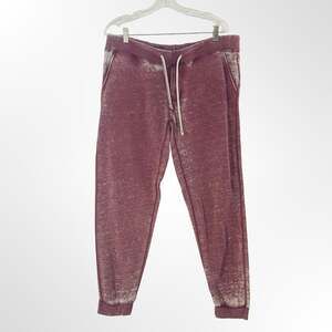 Ocean Current Women's Acid Wash French Terry Jogger Sweatpants Burgundy Size M